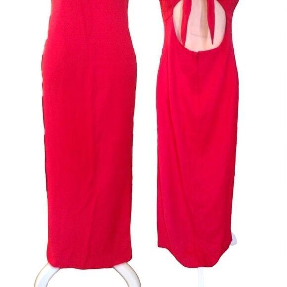 Vintage Red Sleeveless Open Back Midi Shift Dress Size 13/14 *fits like Large - Picture 10 of 14